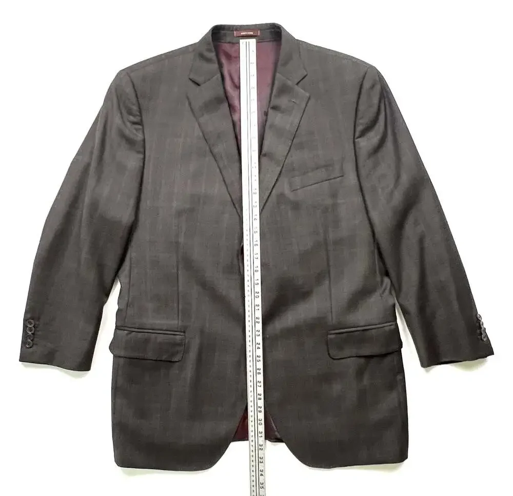 Peter Millar John Ongley Collection Wool Windowpane Blazer Size 46L see measurem